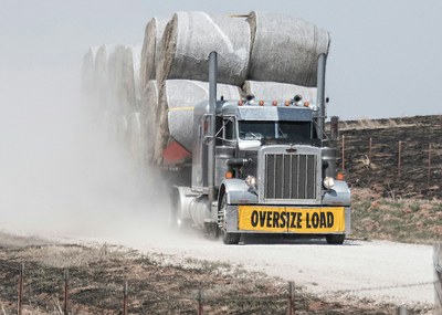 Semi truck with hay